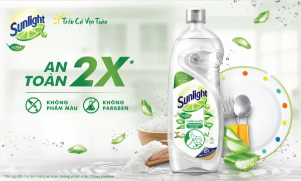 Đặc điểm nổi bật của Nước rửa chén Sunlight Extra thiên nhiên muối khoáng và lô hội 400g